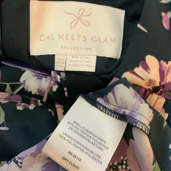 Gal Meets Glam Floral Long Sleeve Dress - Black and Pink. Size 6 - Picture 7 of 7